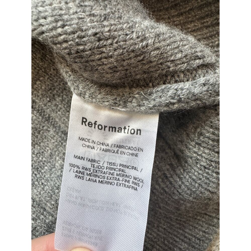 Reformation Harriet Merino Wool Sweater Dress Mini Knit Gray Large Chunky - Picture 4 of 9